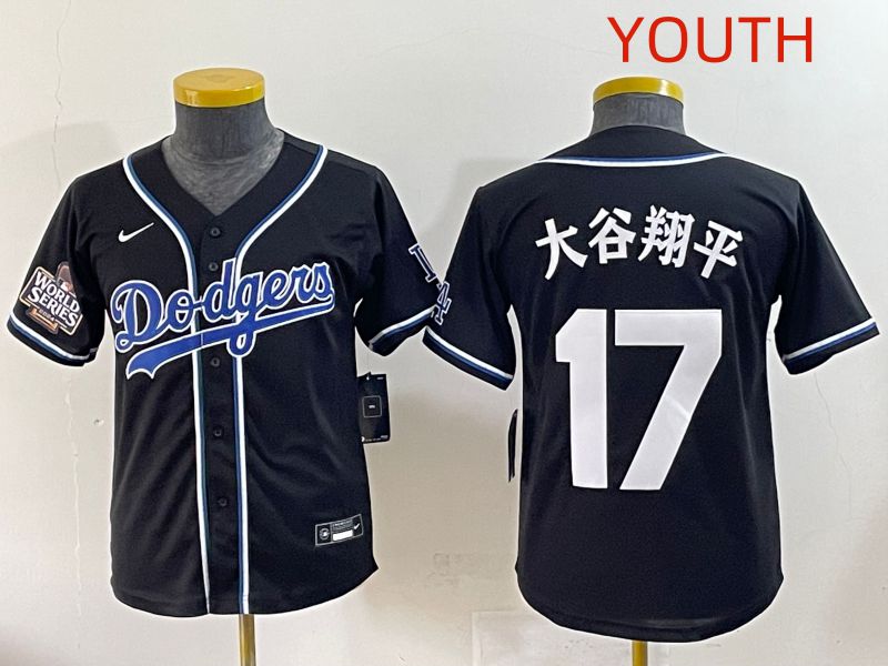 Youth 2025 Los Angeles Dodgers #17 Ohtani Black Three generations Fashion Nike MLB Jersey style 19